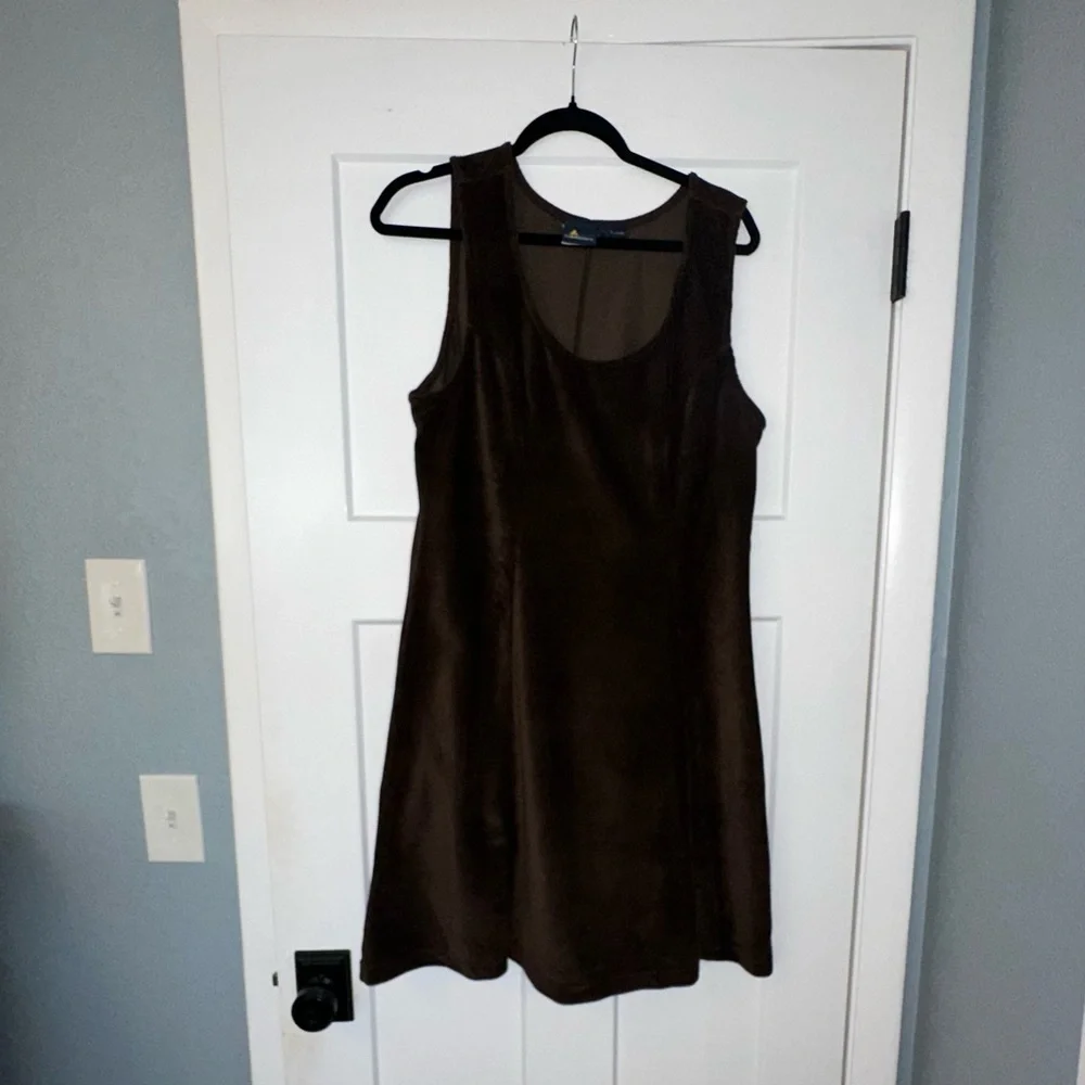 Women's Liz Sport Brown Corduroy Mini Dress - Size Large - Picture 2 of 6